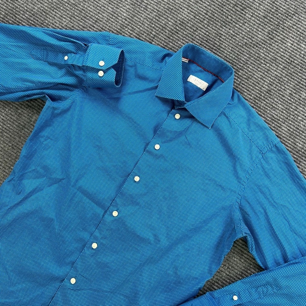 Eton Slim Fit Dress Shirt Blue White Pattern Men 41 / 16 Long Sleeve Casual Work